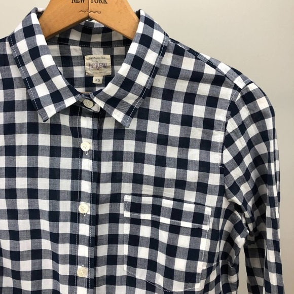 J. Crew Perfect Shirt Blue Gingham - Picture 1 of 6